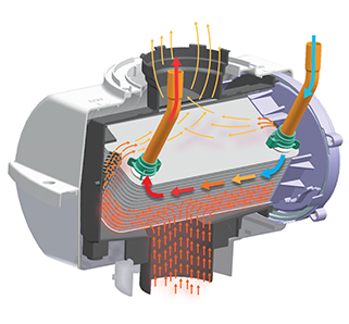 Diagram of Greenstar Xtra flue gas heat recovery unit